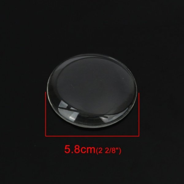 Cabochon Rond 58 mm in helder glas