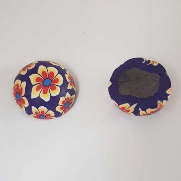 Cabochon p&acirc;te polym&egrave;re 20 mm Fleur Violet N&deg;04
