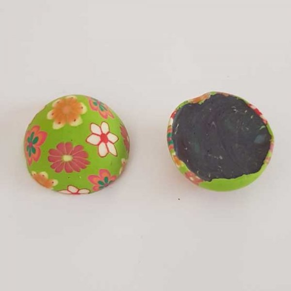 Cabochon p&acirc;te polym&egrave;re 20 mm Fleur Vert N&deg;01