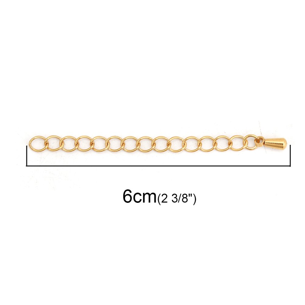 Roestvrij staal Kettingverlenging 6 cm N°03 Goud
