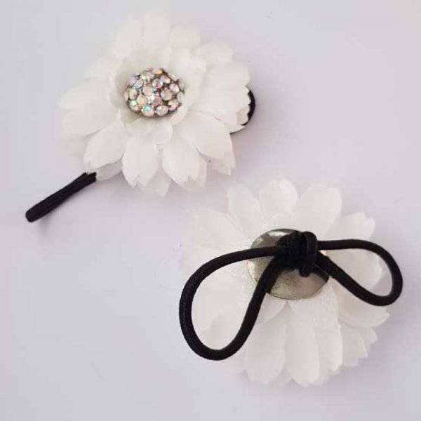 Chouchou Elastique Cheveux Blanc mariage N&deg;20