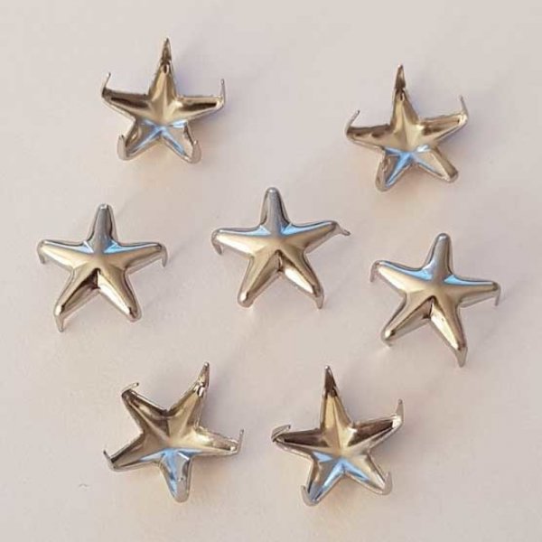 Clous rivet &agrave; griffes Etoile 10 mm Argent 10 pi&egrave;ces