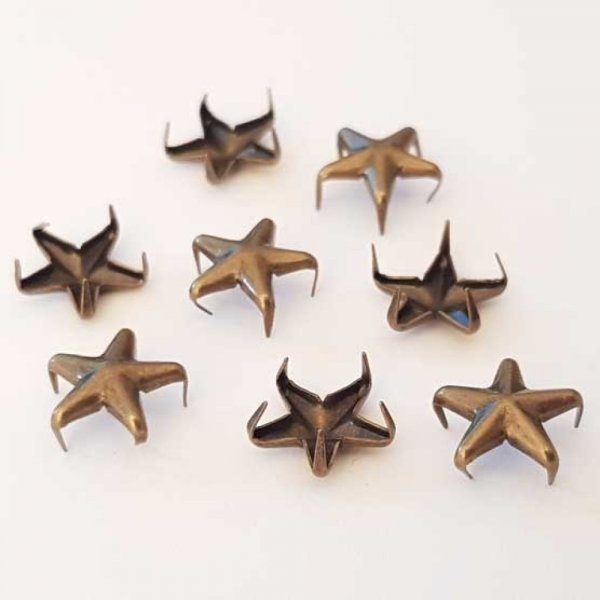 Clous rivet &agrave; griffes Etoile 10 mm Bronze x 10 pi&egrave;ces