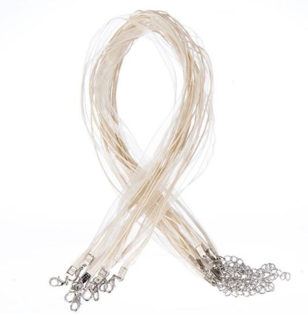 Halsketting met organza lint N°10 en gewaxt koord