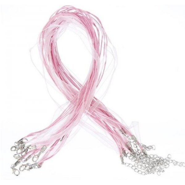 Halsketting met organza lint N&deg;03 en gewaxt koord