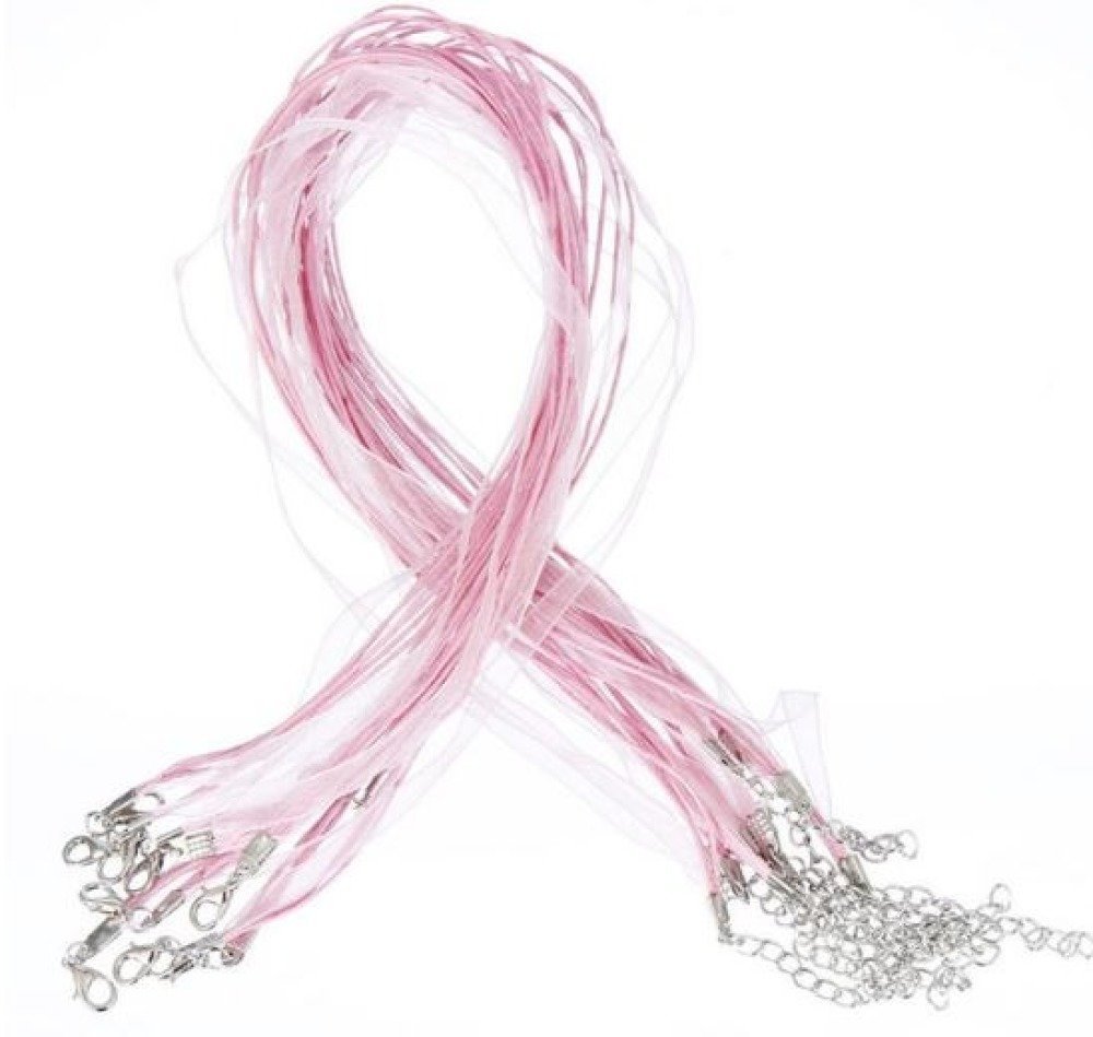 Halsketting met organza lint N°03 en gewaxt koord