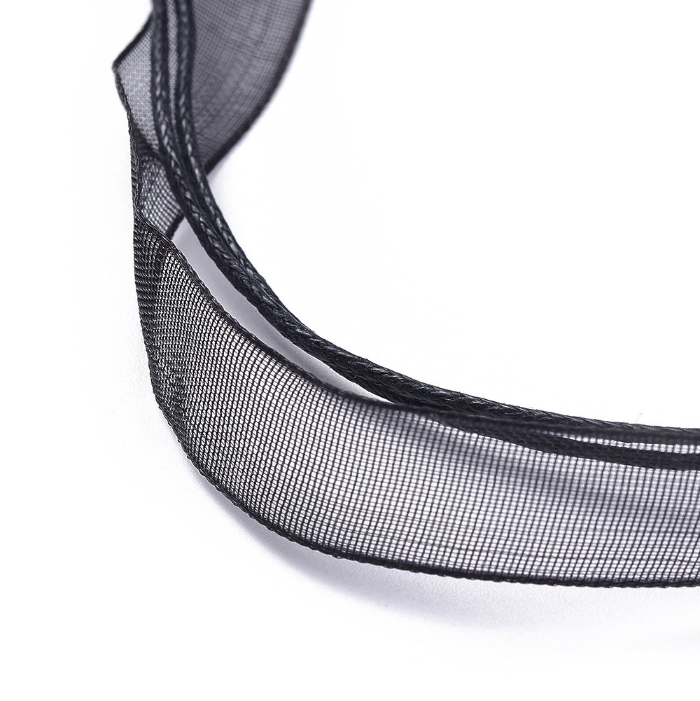 Ketting met organza lint N°04 en zwart waxkoord