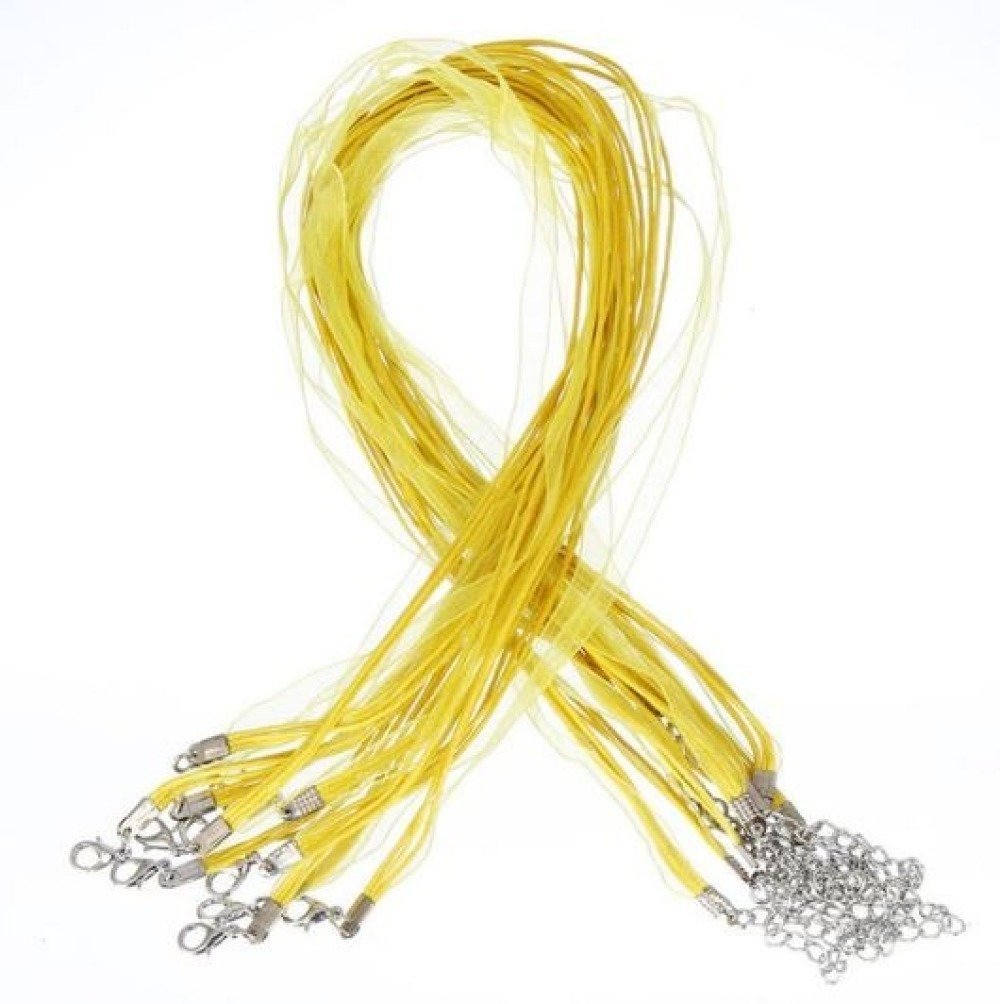 Halsketting met organza lint N°05 en gewaxt koord