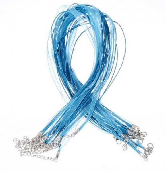 Halsketting met organza lint N&deg;08 en gewaxt koord