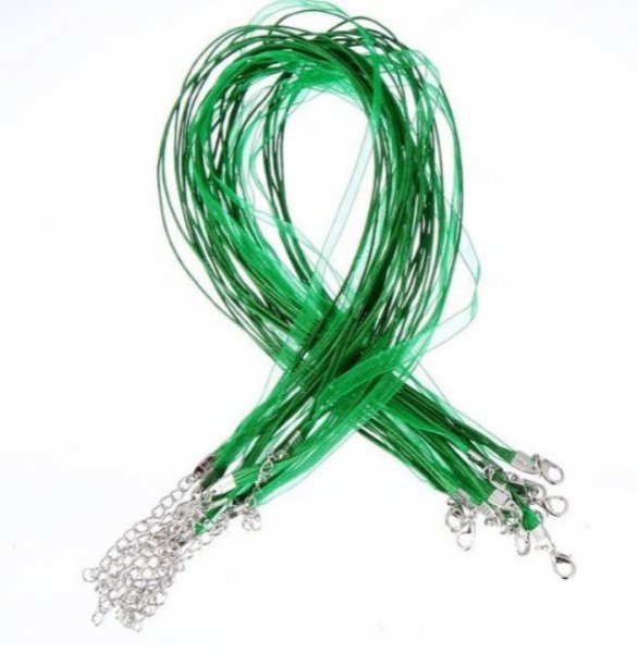 Halsketting met organza lint N&deg;09 en gewaxt koord