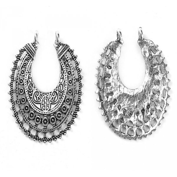 Connectoren N&deg;01 Ovaal Zilver Holle Bloemen