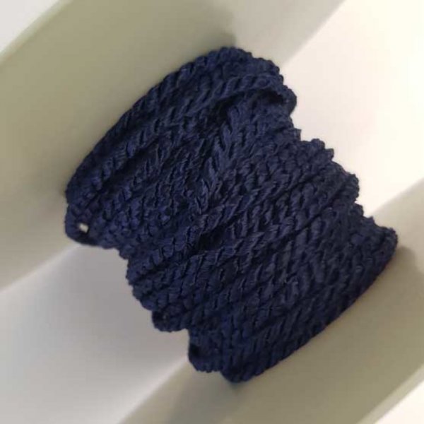 Cordon Rond Tress&eacute; 3 mm Bleu Fonc&eacute; N&deg;02
