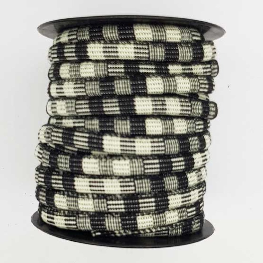Rond spaghettikoord N°02 Zwart Wit x 1 meter
