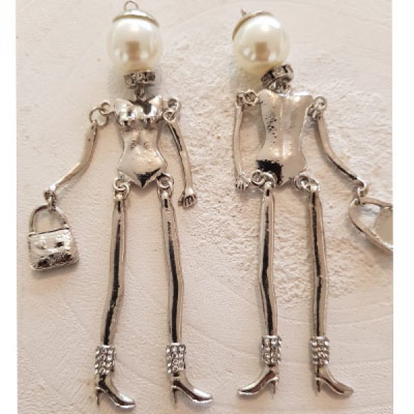 Poppenlichaam in zilverkleurig metaal met strass 10 cm