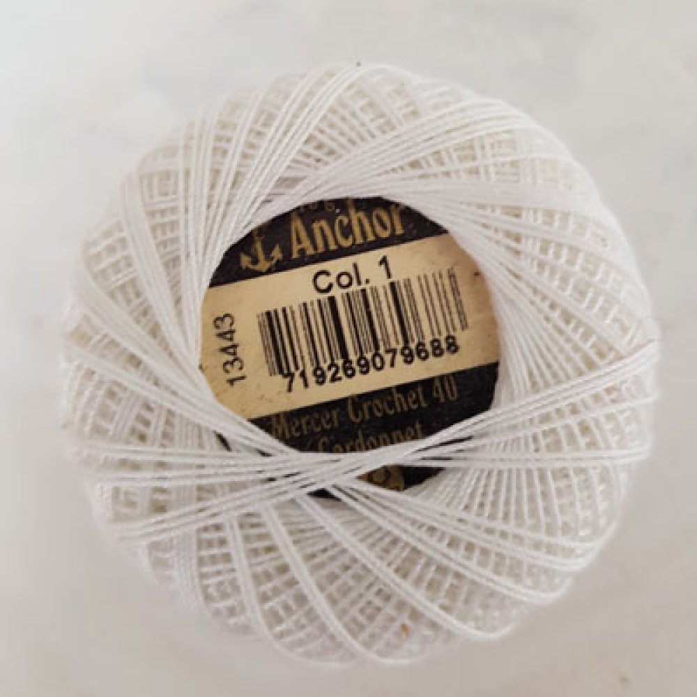 Katoenen kralen op klos, Anker - 10 g Wit