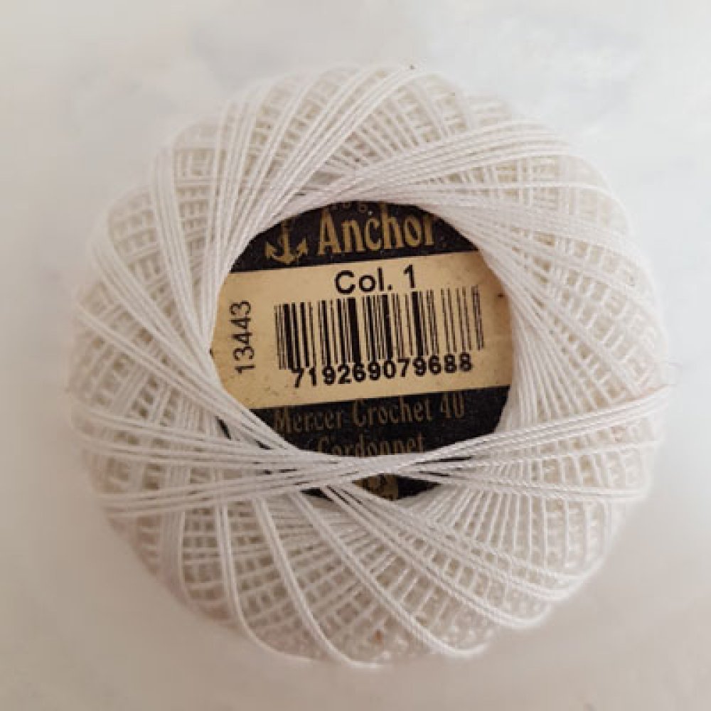 Katoenen kralen op klos, Anker - 10 g Wit