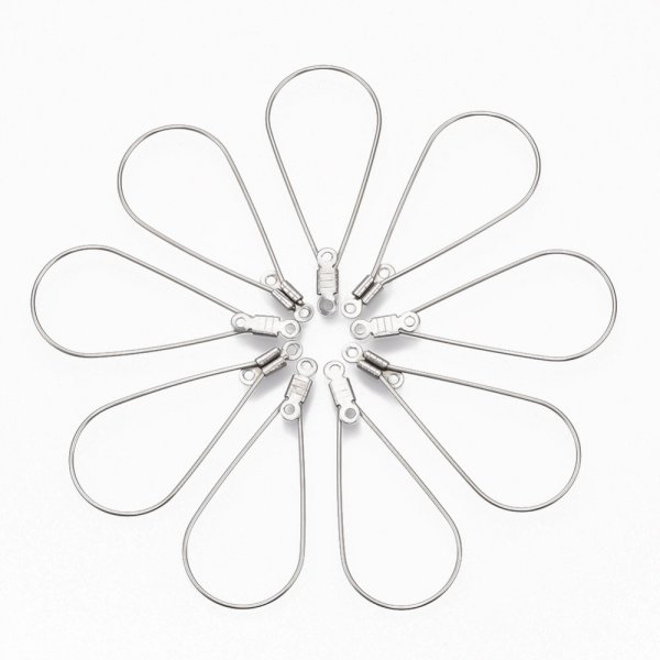 Creool ovaal roestvrij staal 17x37 mm zilver x 2