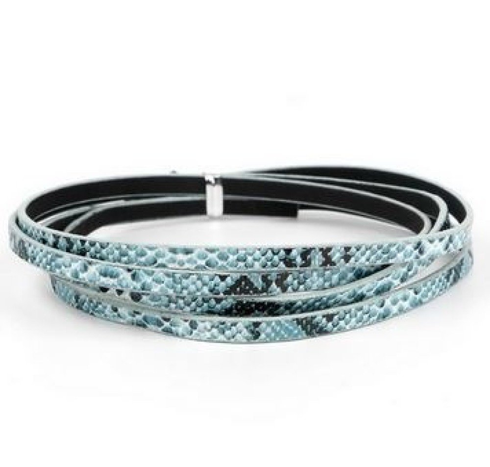 Leer 05 mm Blauw slangenhuid ontwerp 1 meter