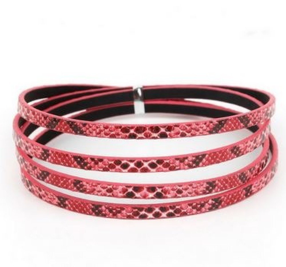 Leer 05 mm Fushia slangenhuid ontwerp 1 meter