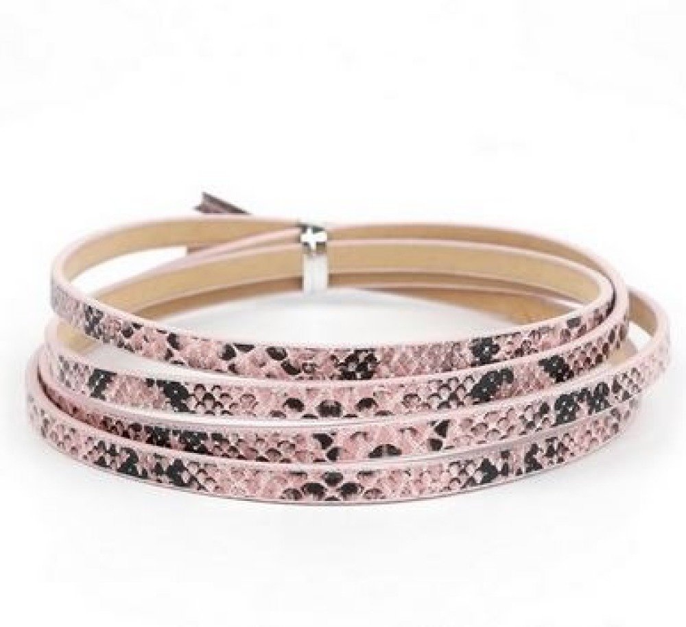 Leer 05 mm Roze slangenhuid ontwerp 1 meter