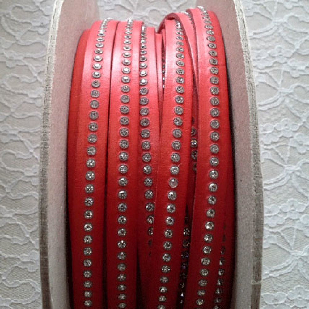 B-Corail leer 10 mm Swarovski strass per 20 cm
