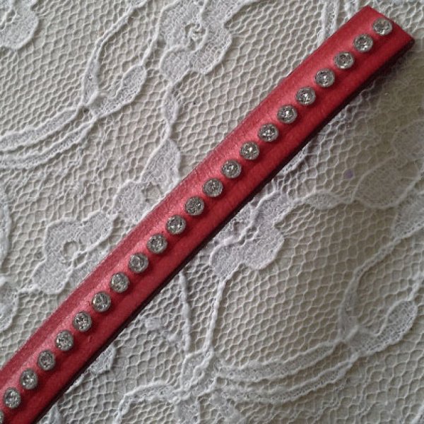 Leer B-Rood 10 mm Swarovski Strass per 20 cm
