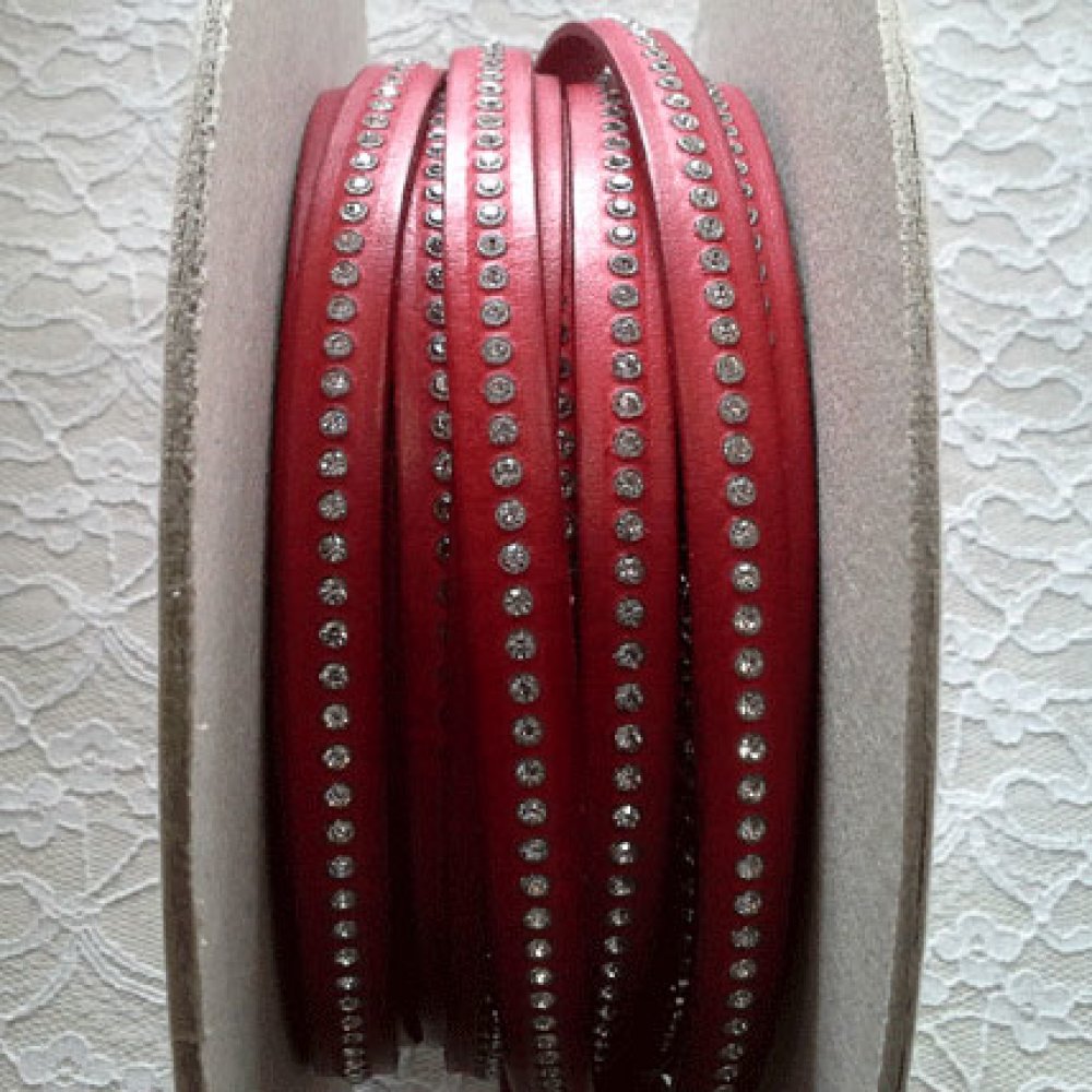 Leer B-Rood 10 mm Swarovski Strass per 20 cm