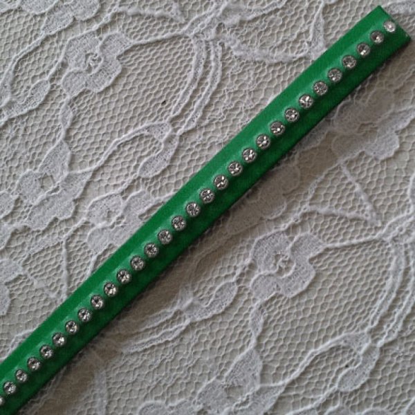 Leer B-Groen 10 mm Swarovski Strass per 20 cm