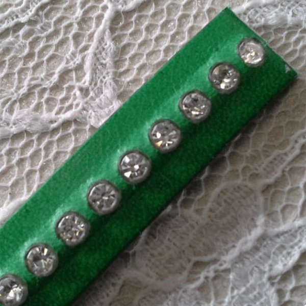 Leer B-Groen 10 mm Swarovski Strass per 20 cm