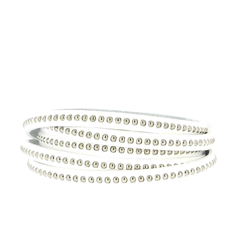 Lederen bal wit 06 mm met nikkelvrije kogelketting per 20 cm