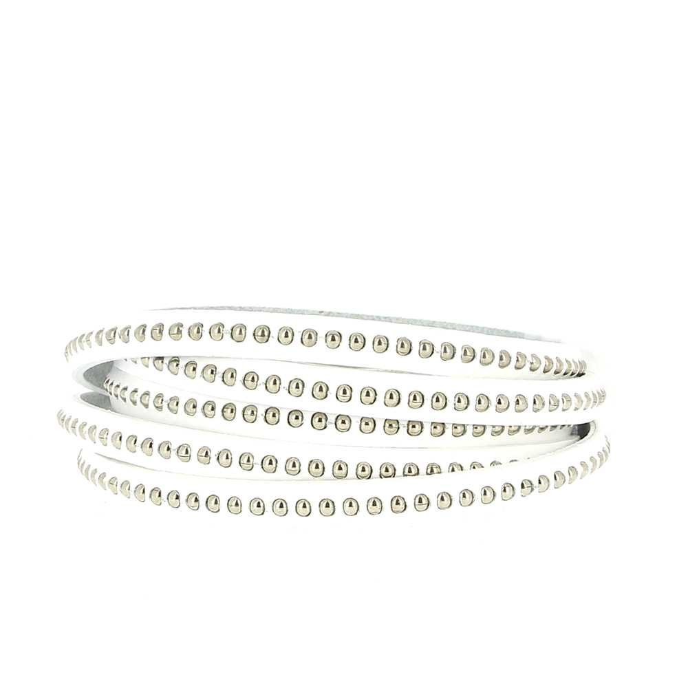 Lederen bal wit 06 mm met nikkelvrije kogelketting per 20 cm