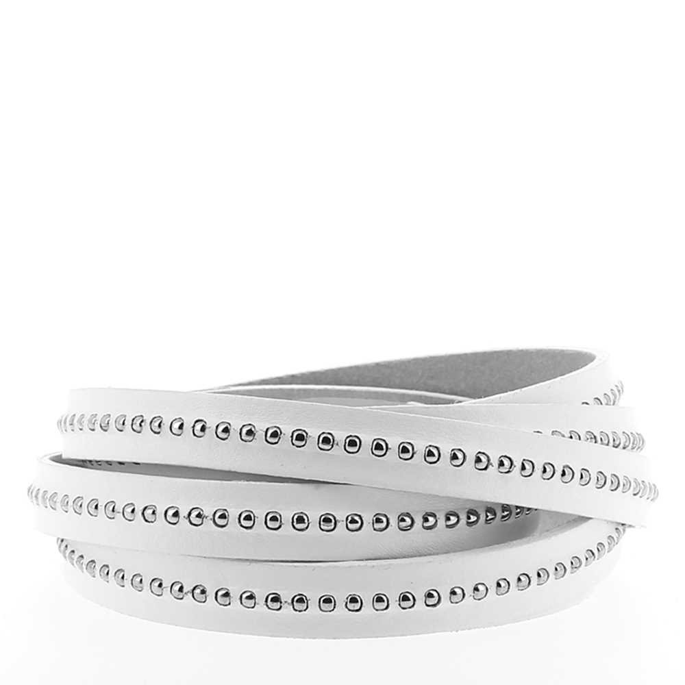 Lederen bal wit 10 mm met nikkelvrije kogelketting per 20 cm