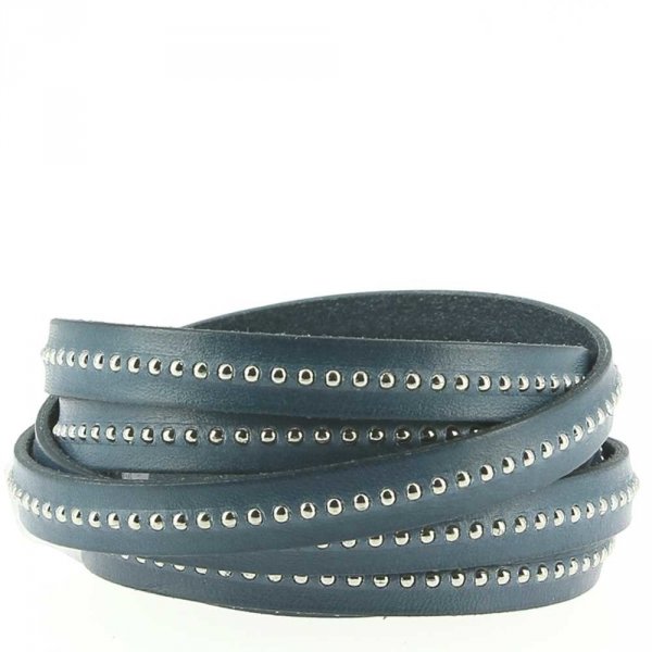 Lederen Kogel Leeuw Blauw 10 mm met nikkelvrije kogelketting per 20 cm