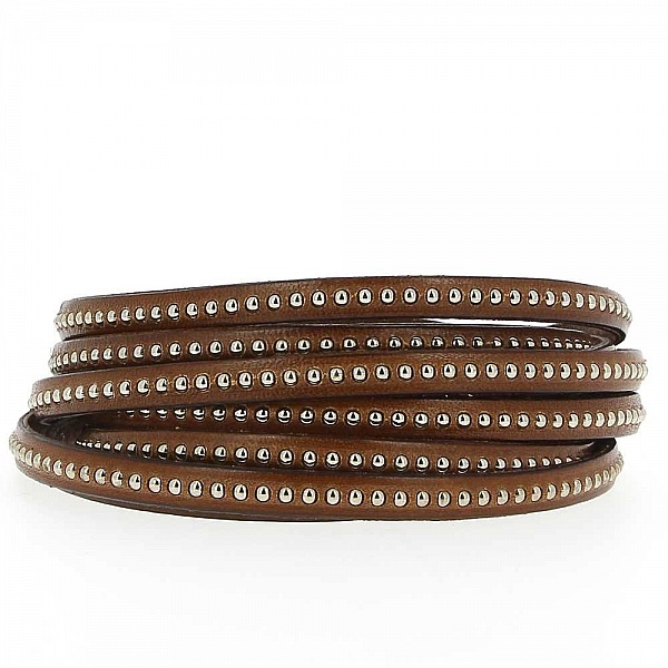 Lederen Bille Bruno 06 mm met nikkelvrije kogelketting per 20 cm