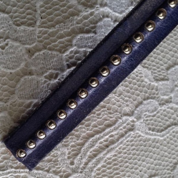 10 mm Dark Cobalt Ball Leather met nikkelvrije kogelketting per 20 cm
