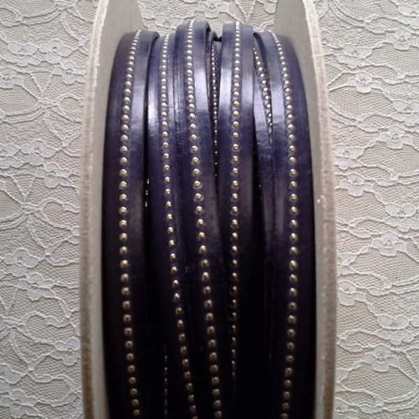 10 mm Dark Cobalt Ball Leather met nikkelvrije kogelketting per 20 cm