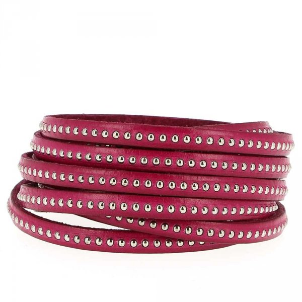 Lederen bal DD-Fushia 06 mm met nikkelvrije kogelketting per 20 cm