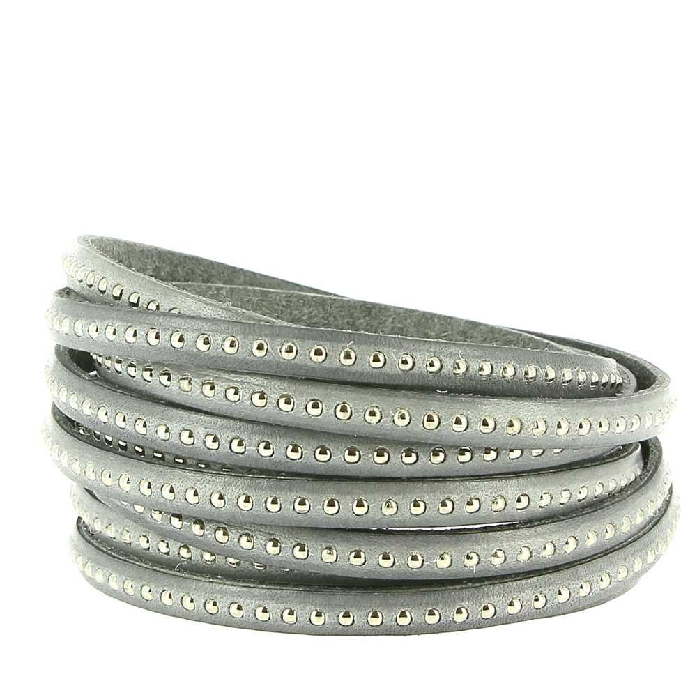 06 mm Grijs Infinity Ball Leather met nikkelvrije kogelketting per 20 cm