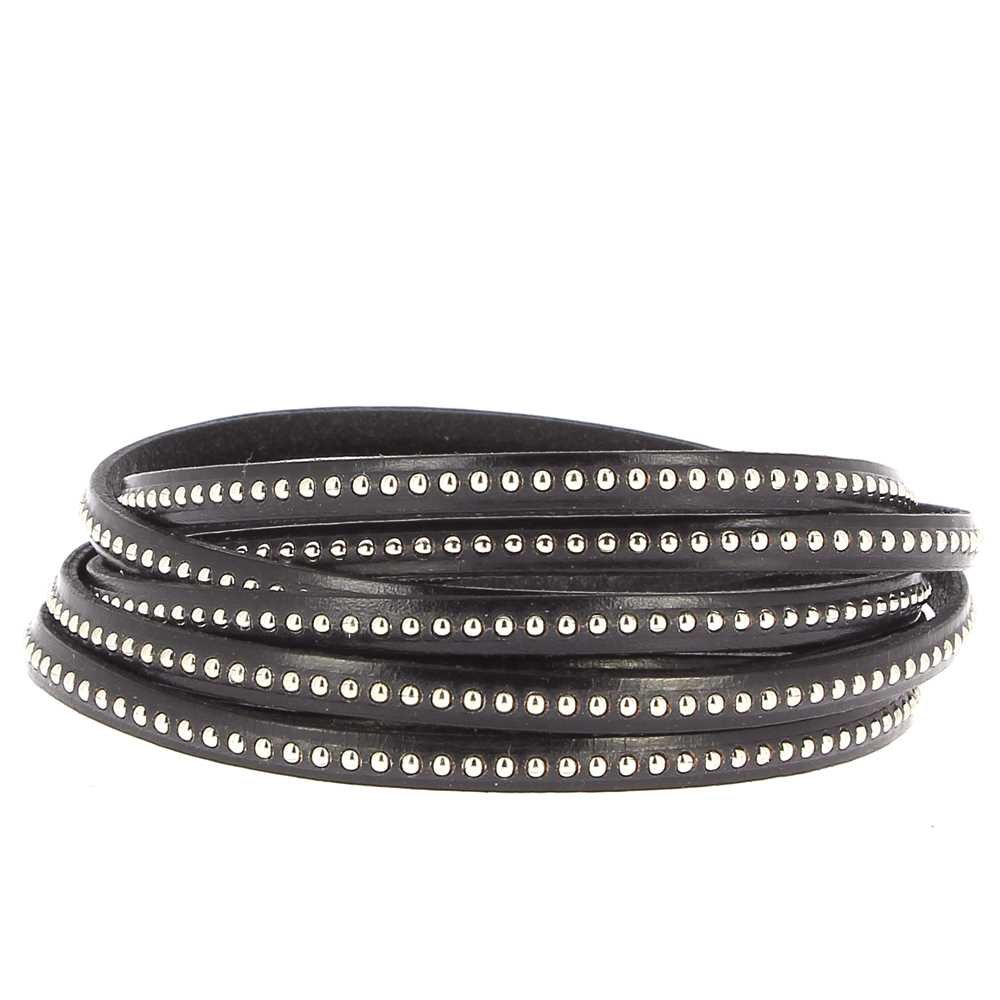 Lederen bal zwart 06 mm met nikkelvrije kogelketting per 20 cm