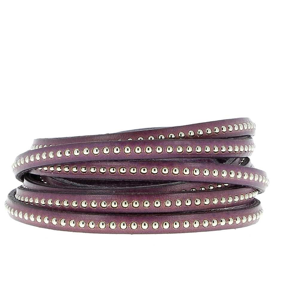 Lederen bal Prune 06 mm met nikkelvrije kogelketting per 20 cm