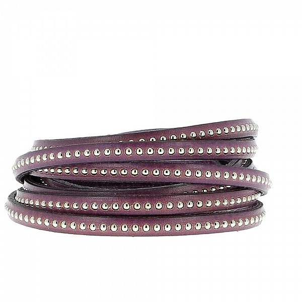 Lederen bal Prune 06 mm met nikkelvrije kogelketting per 20 cm