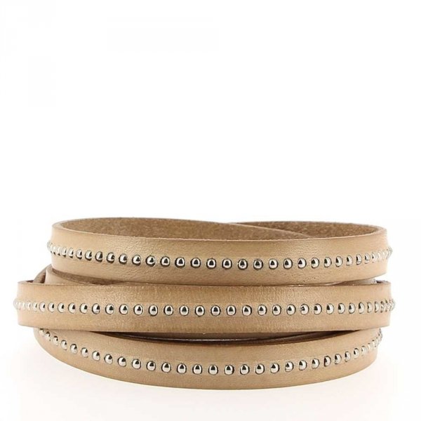 Leder 10 mm Kogelzand met nikkelvrije kogelketting per 20 cm