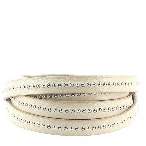 Lederen bal Taupe 10 mm met nikkelvrije kogelketting per 20 cm