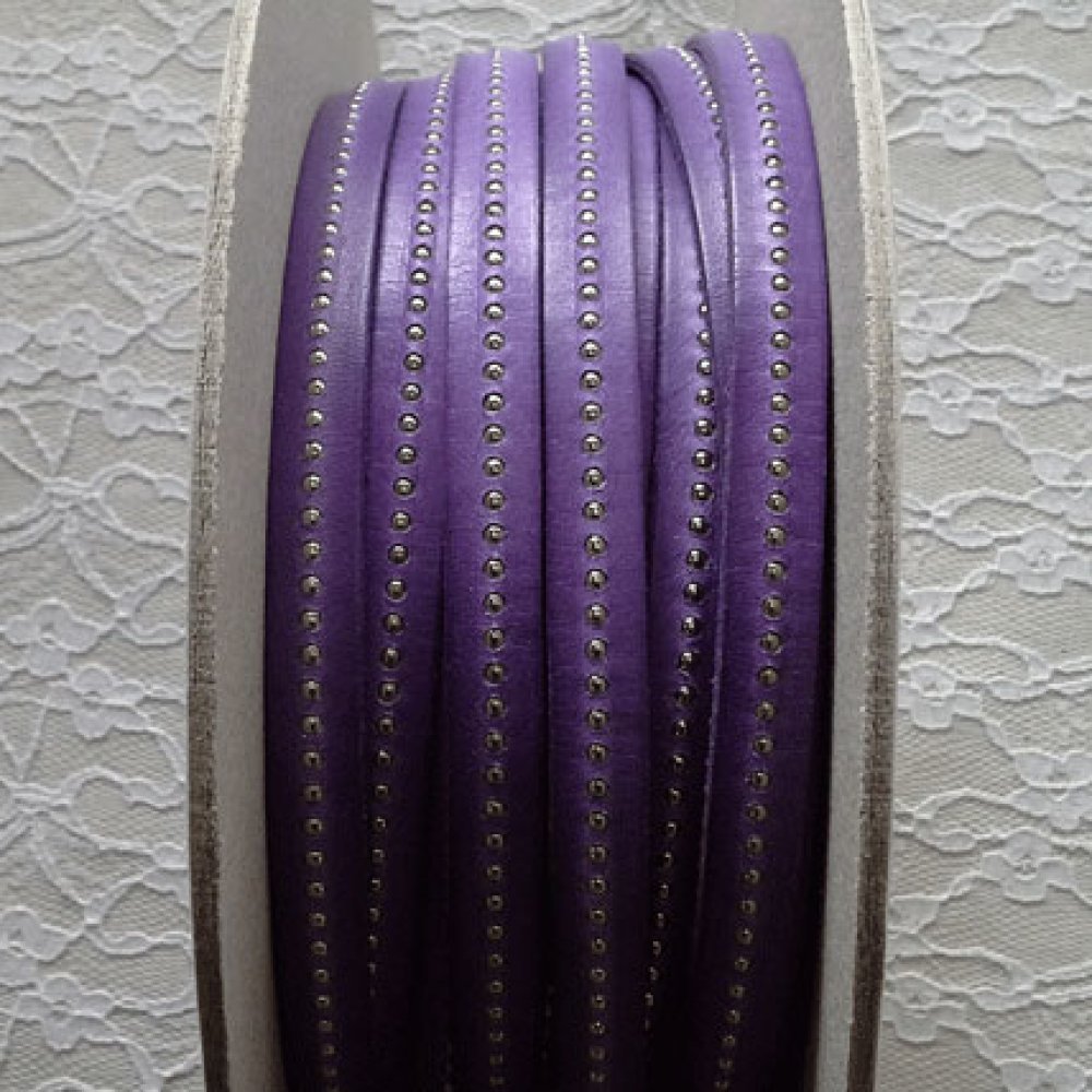 10 mm Purple Ball Leather met nikkelvrije kogelketting per 20 cm