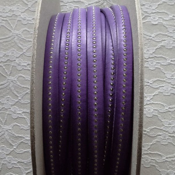 10 mm Purple Ball Leather met nikkelvrije kogelketting per 20 cm