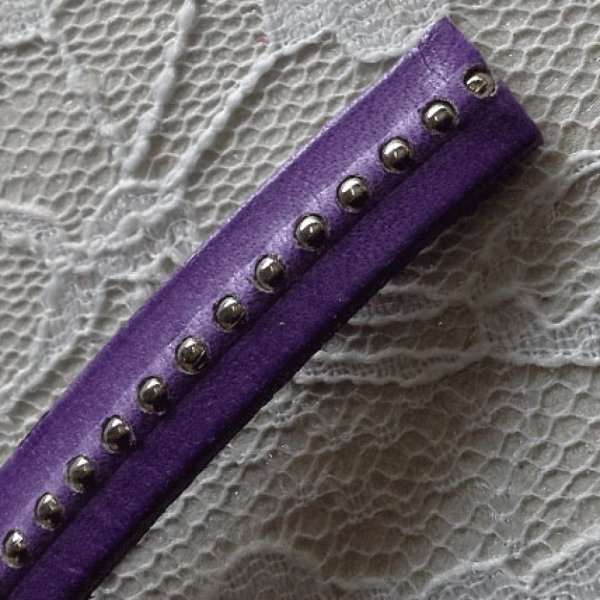 10 mm Purple Ball Leather met nikkelvrije kogelketting per 20 cm