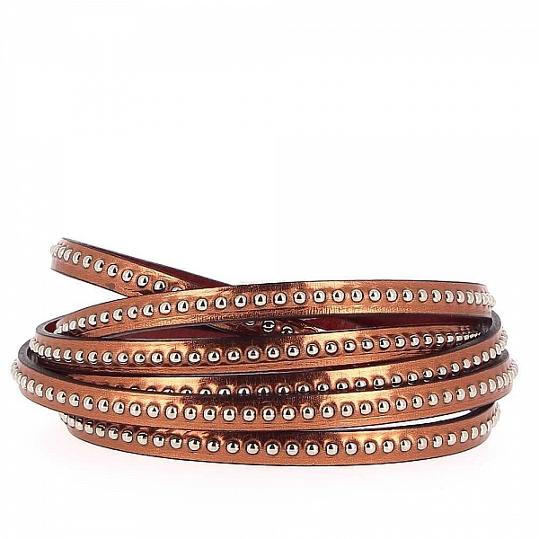 Leren Antic spiegelbol 06 mm met nikkelvrije kogelketting per 20 cm