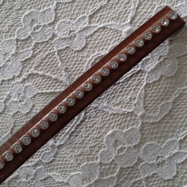 Bruno 10 mm leder Swarovski strass per 20 cm