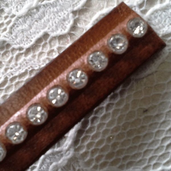 Bruno 10 mm leder Swarovski strass per 20 cm