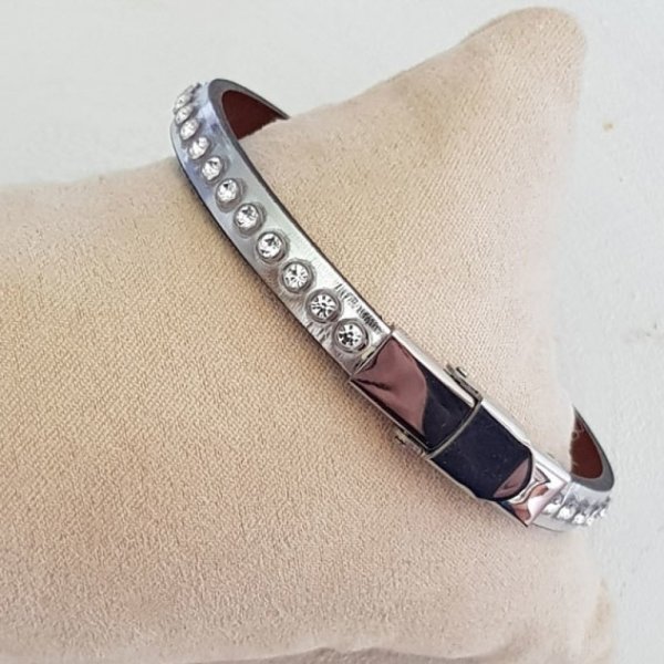 Leder Spiegel Roze Metaal 06 mm Swarovski Strass per 20 cm